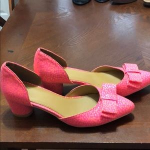 Hot Pink and Orange Polka Dot 2 Inch Heel with Bow